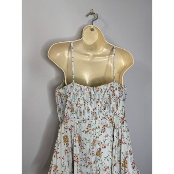 Lulus Cascading Crush Blue Floral Print Tiered Bustier Midi Dress Romantic Sz L - Picture 6 of 14